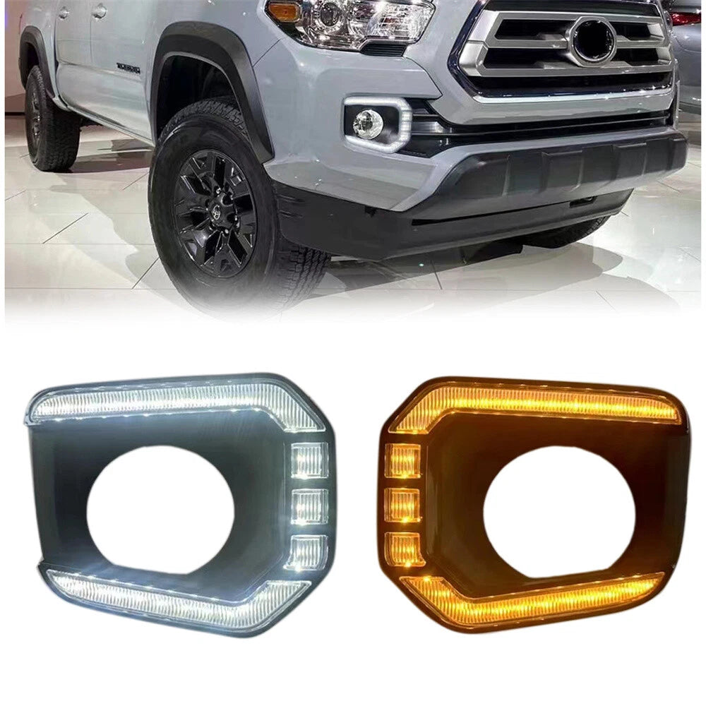 LED DRL Turn Signal Lamp Fog Light Bezel for 16-23 Toyota Tacoma (2016-2023)