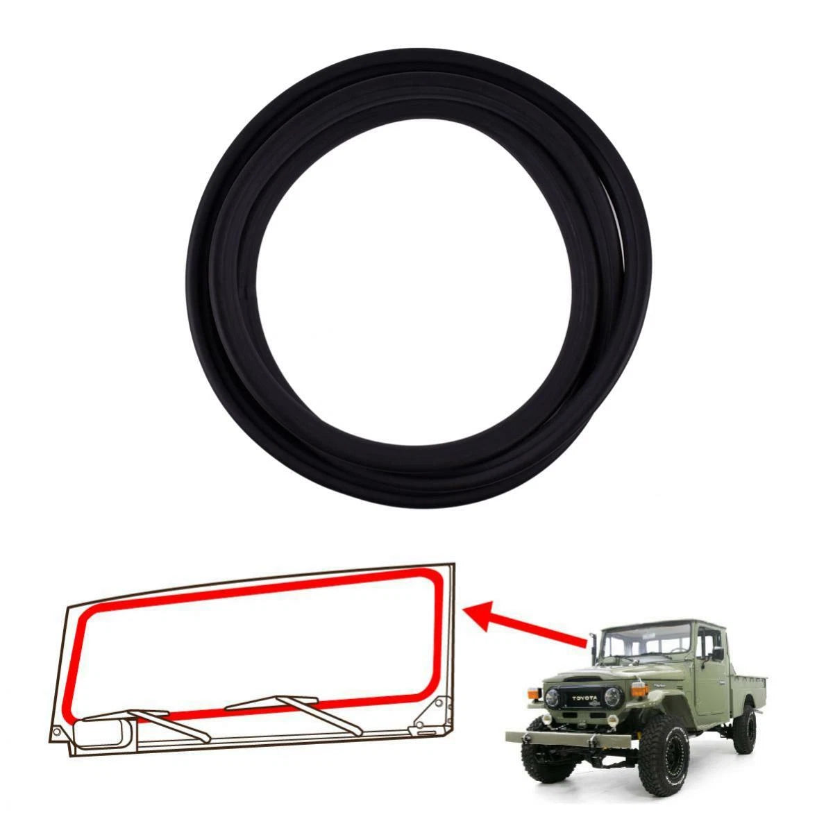 Front Windscreen Rubber Glass Seals Fits 1969-84 Toyota Land Cruiser FJ40 SUV