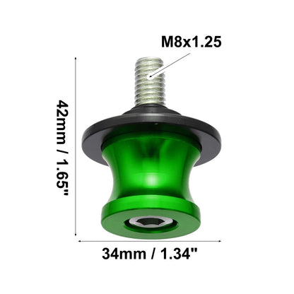 2 x 8mm Motorcycle Swing Arm Spool Rear Stand Sliders Green for Motorcycle