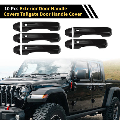 Door Tailgate Handle Cover for Jeep Wrangler JL JLU (2018-2022) Black