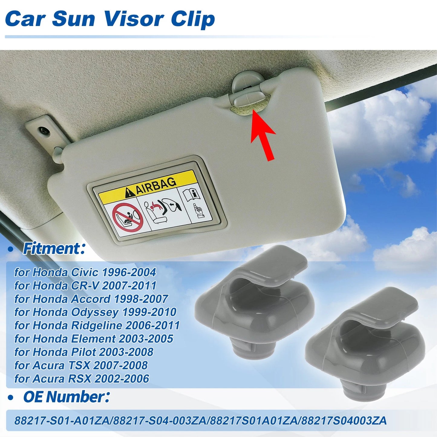 Sun Visor Clip Gray for Honda Civic (1996 - 2004)