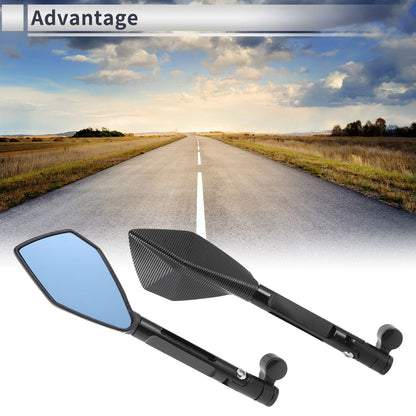 Rear View Mirror M8/M10 Black Blue Aluminum Alloy for Motorcycle