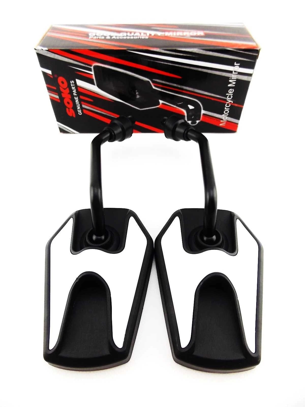 Black White Hex Soko Mirrors for Honda C100EX EX5 (1986-2015)