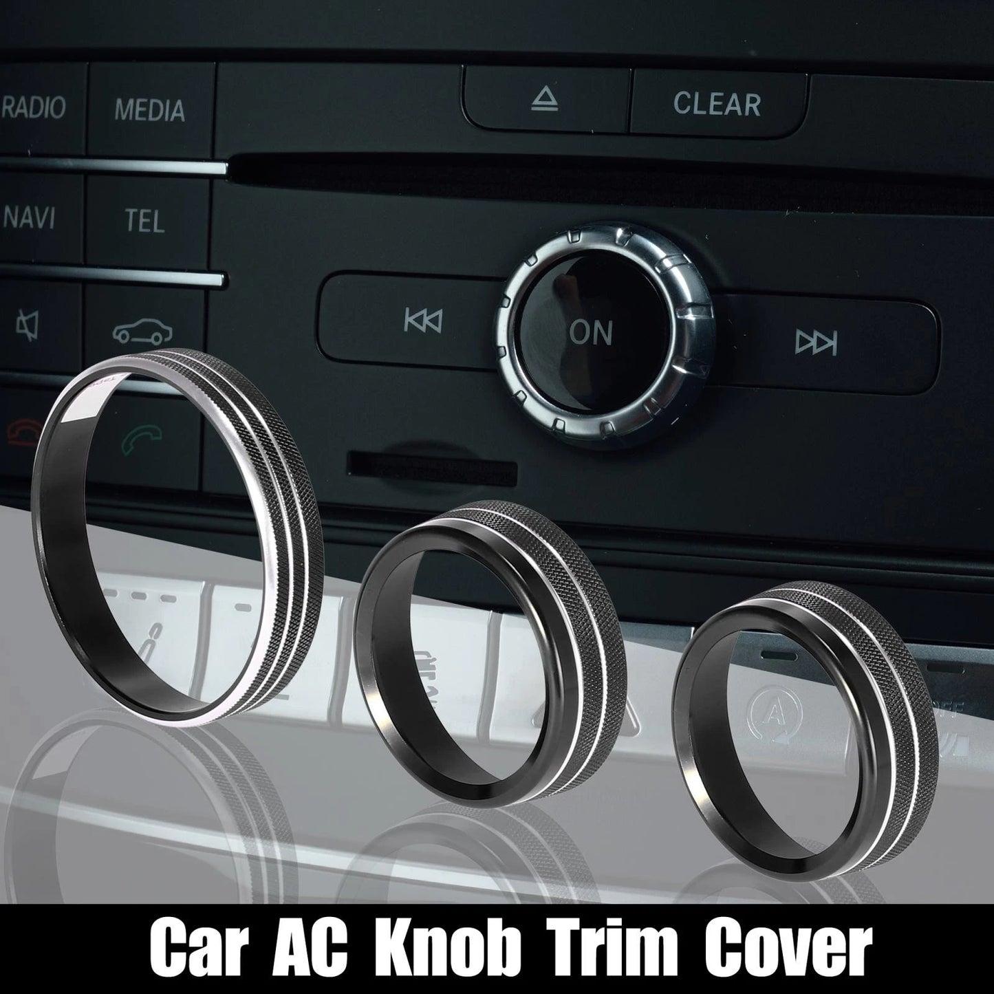 3 x Car Headlight Volume Tune Knob Covers for Ford Mustang (2015-2020) Black