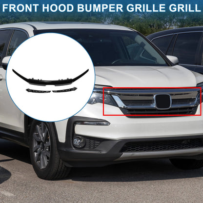 Front Upper Bumper Grille for Honda Pilot (2019-2021) Black