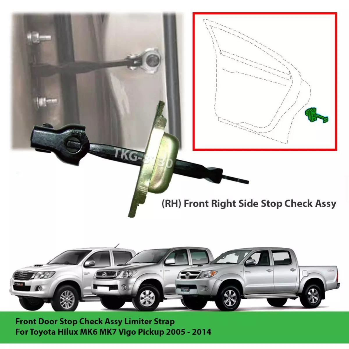 Right Front Door Stop Check Limiter Strap for Toyota Hilux (2005-2014)