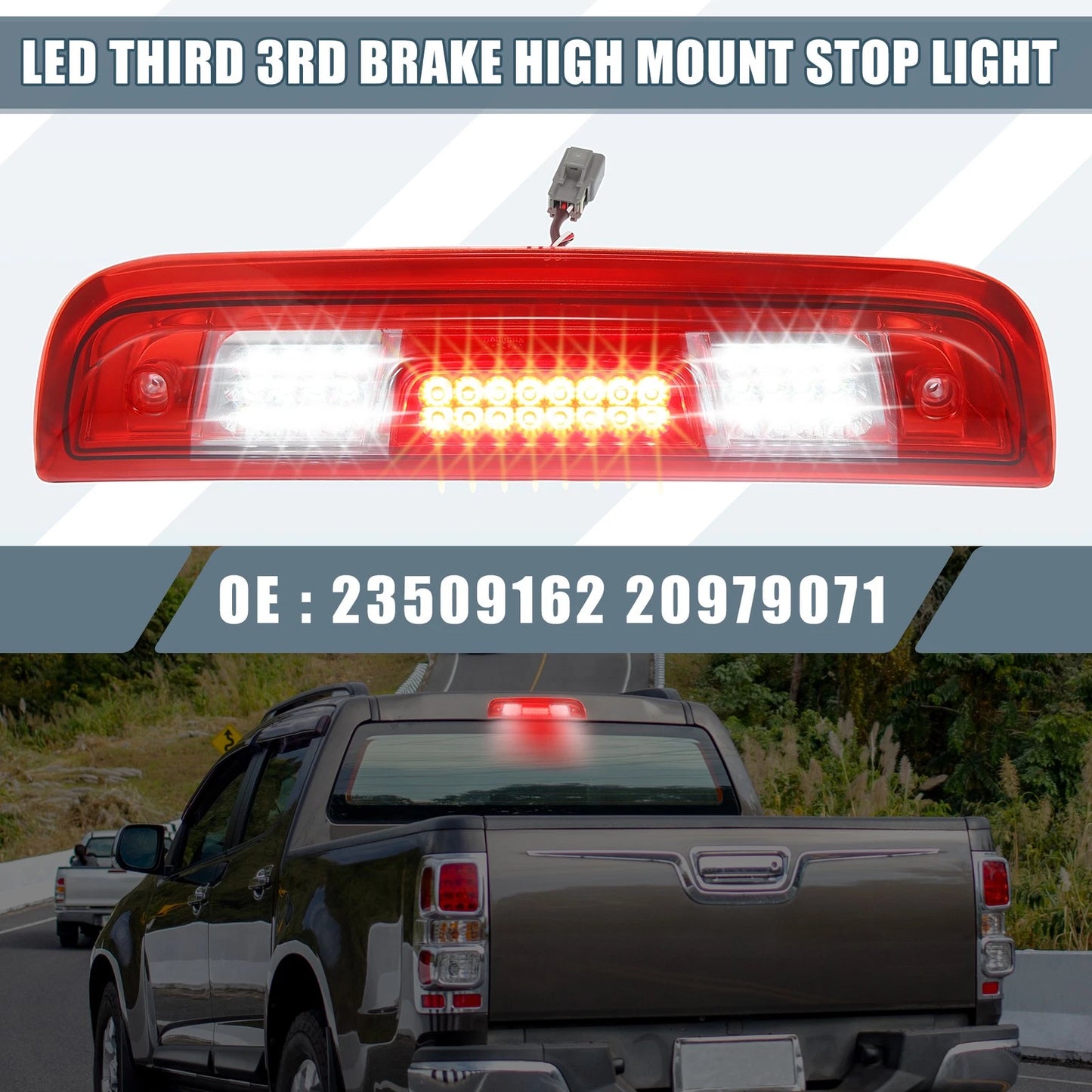 Auto High Mount Stop Light for GMC Sierra 1500 (2014-2018) Red Lens