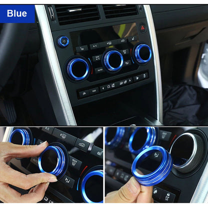 Red Air Condition AC Knob Buttons Ring Cover Trim For Land Rover Discovery Sport