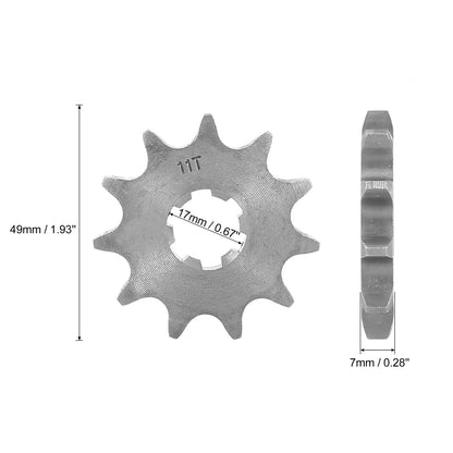Chain 11T 17mm Front Engine Sprocket Titanium Tone for Motorcycle ATV UTV