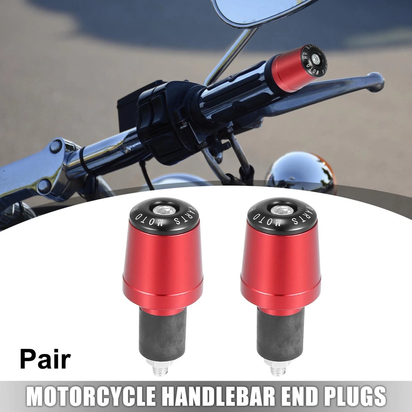 Handlebar Plugs 7/8" 22mm Red CNC Aluminum Alloy for Motorcycle
