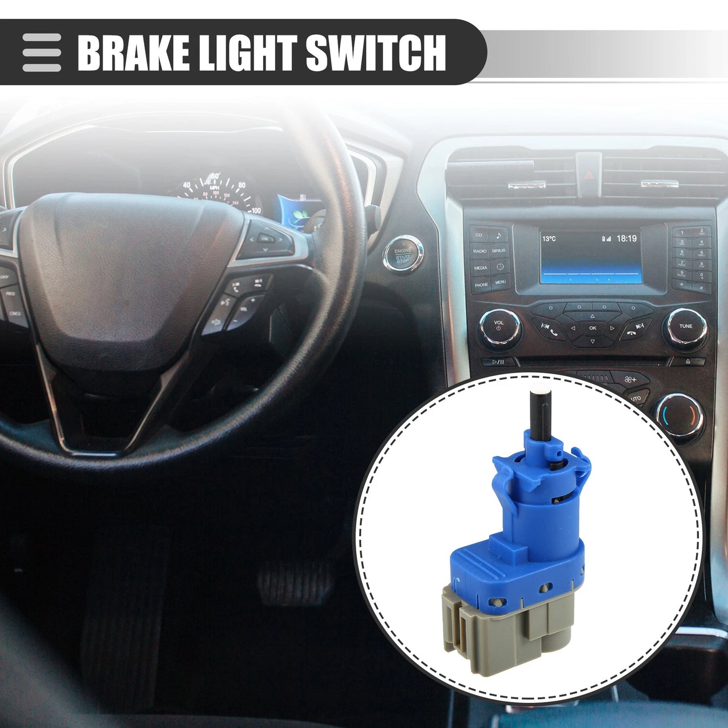 Brake Stop Light Switch for Ford Expedition (2003-2017) - ABS, Blue, Gray, Black