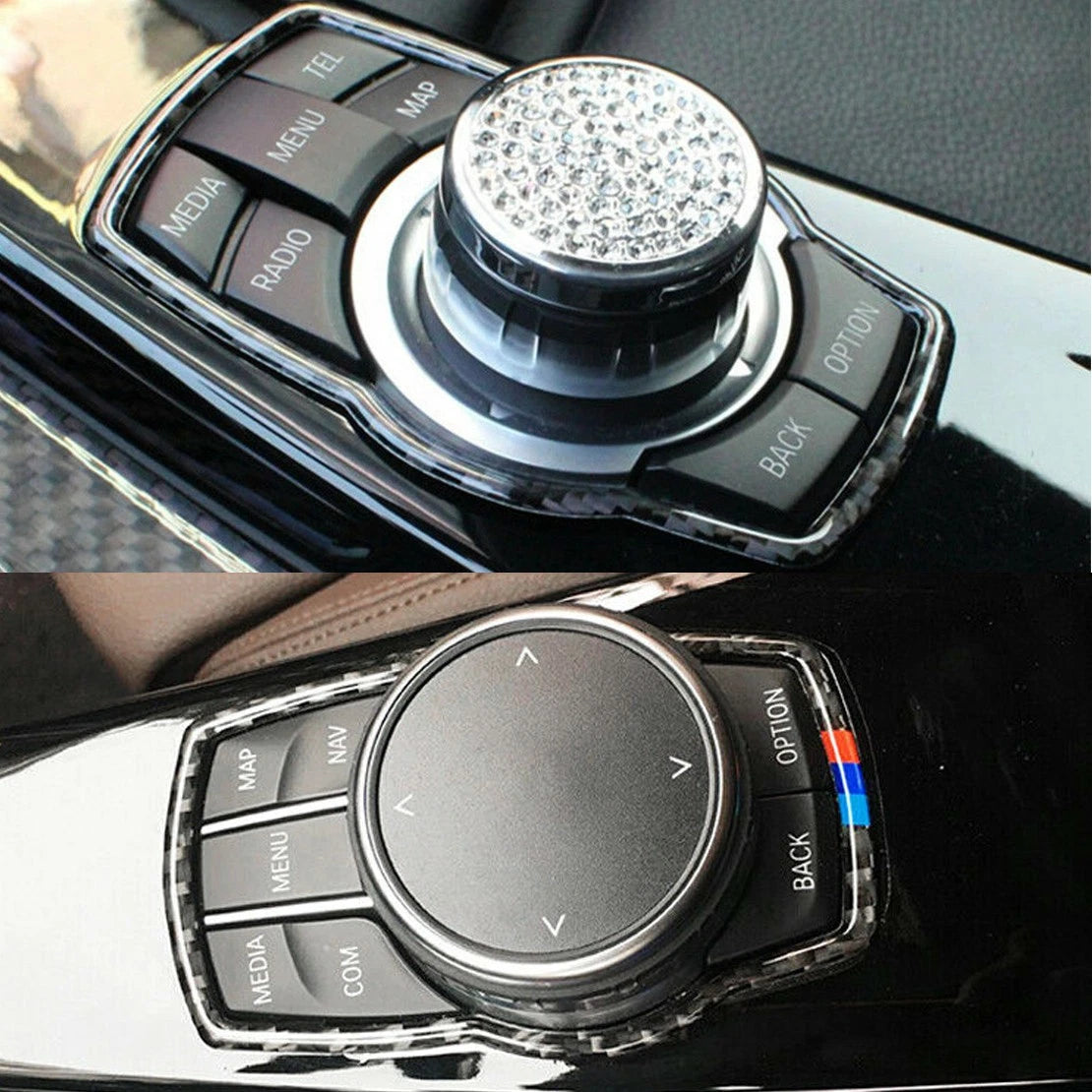 Carbon Fiber Multimedia Control Button Switch Bezel for BMW 1 2 3 4 5 Series