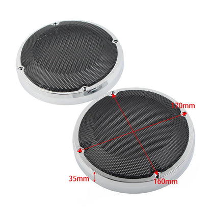 6.5" Saddlebag Lid Speaker Grill Covers for Harley Touring Electra Glide (83-20)