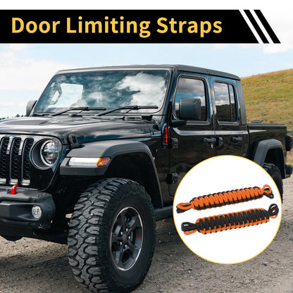 2 x Door Limiting Straps for Jeep Wrangler TJ JK JKU (2007-2018) Black Orange