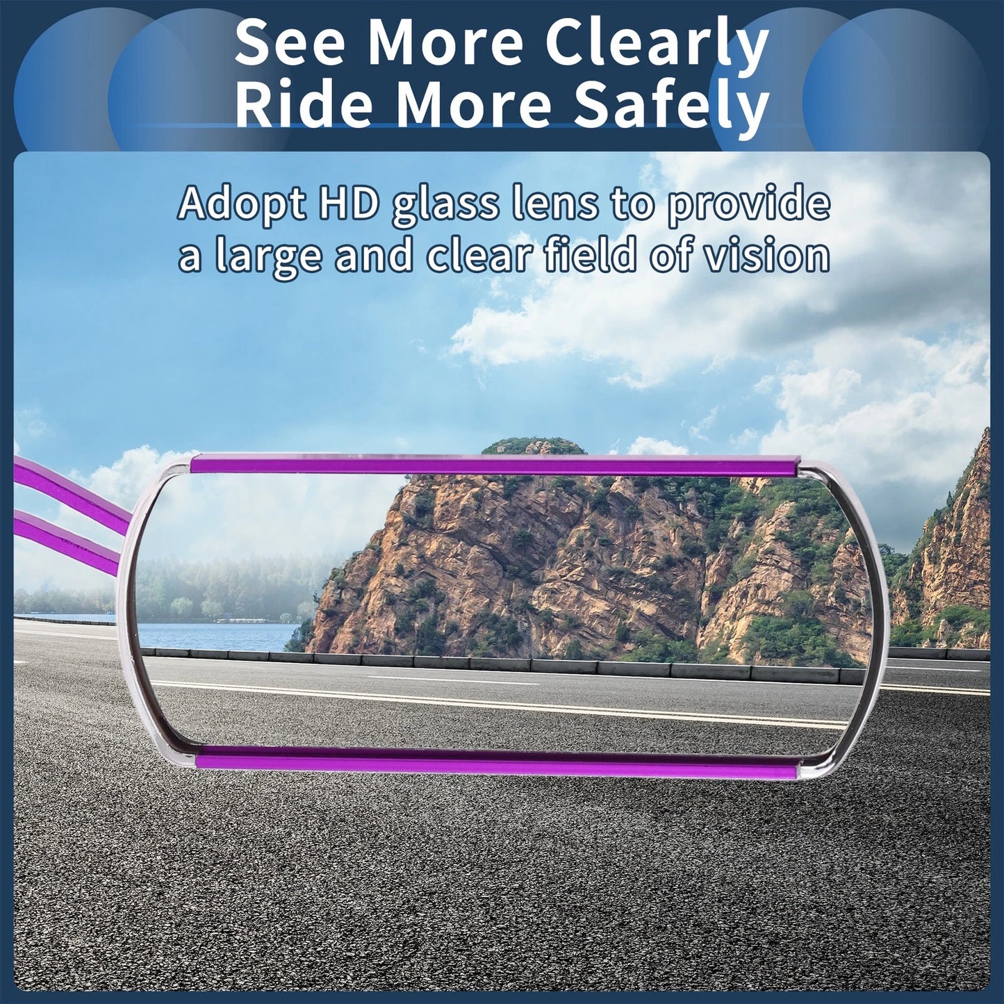 M8/M10 Motorcycle Rear View Mirrors Purple Metal 1 Set