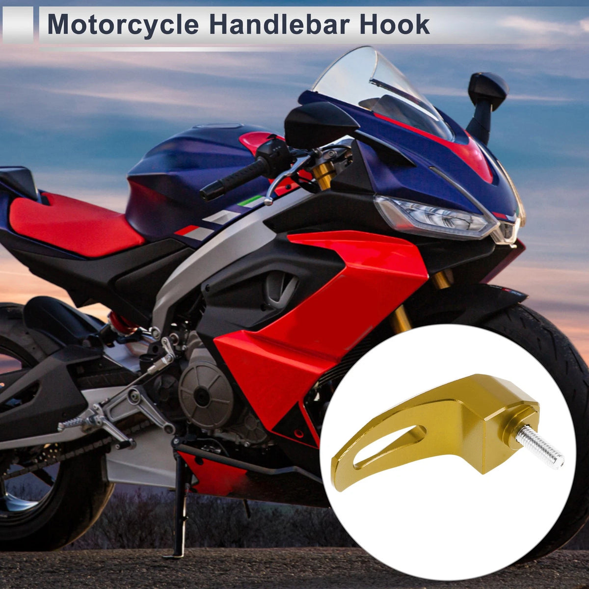 Rectangle Aluminum Alloy Motorcycle Hanging Hook Screw Hexagon Wrench Gold Tone