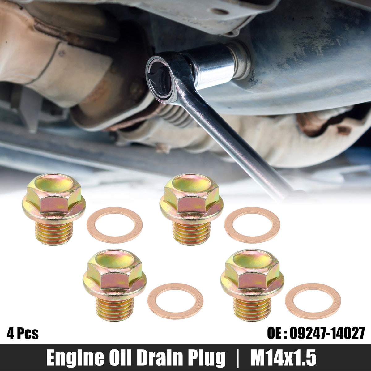 4 x M14x1.5 Engine Oil Drain Plug Screws w/ Seal Rings for Honda