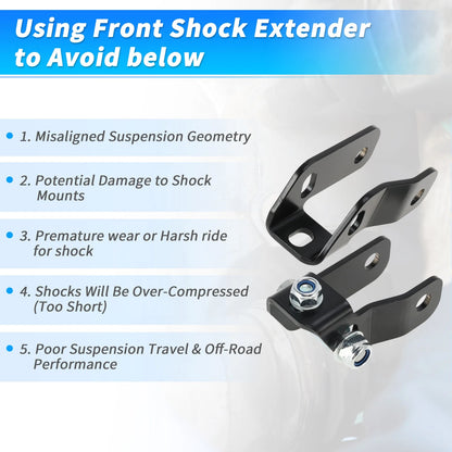 2-4in Front Shock Extenders for Chevrolet & GMC K1500 K2500 4WD (1988-1998)