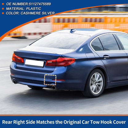 Rear Bumper Tow Hook Cover for BMW 530i 540i (2001-2003) Cashmere Silver