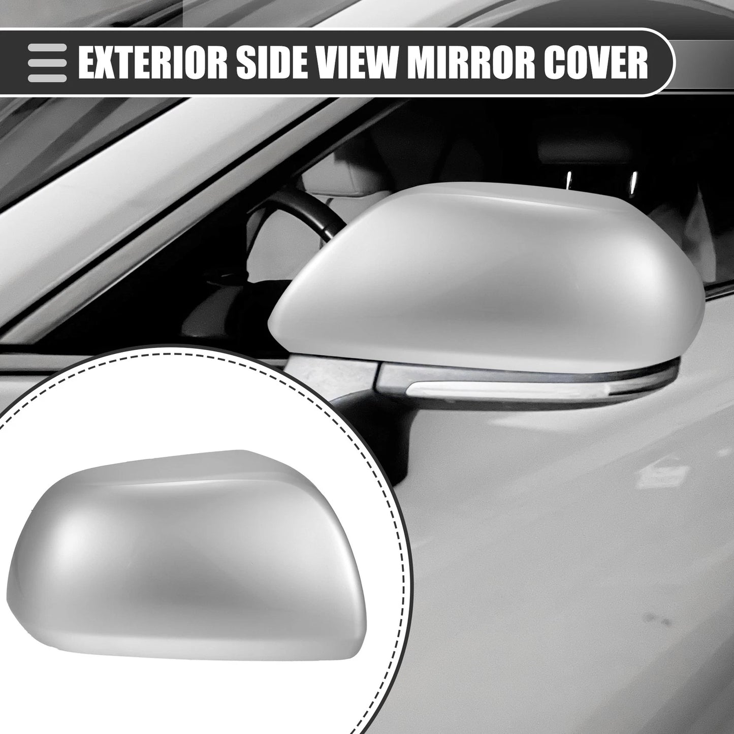 Right Side Mirror Cover for Toyota Highlander 2009-2014 (ABS Silver Tone)