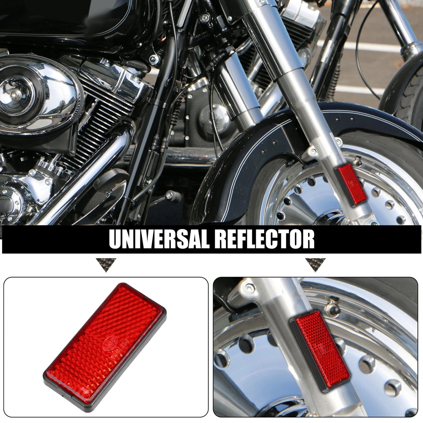 8 x Rectangular Stick-on Safety Spoke Reflector Red for Motorcycle