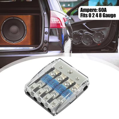 4 Way AFS Fuse Holder Distribution Block w/ 60 Amp Mini ANL Fuses for Car