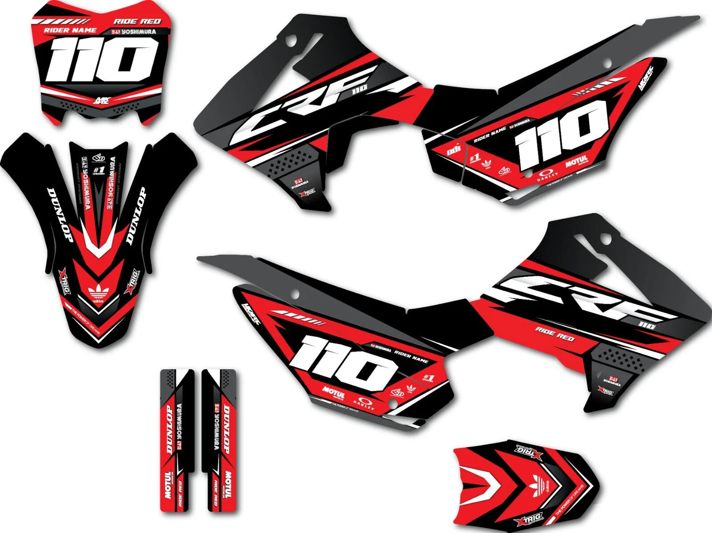 Custom Graphics Full Kit for Honda CRF 110 (2013-2018) Collide Style Stickers