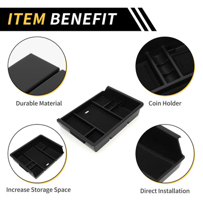 Center Console Organizer Box Tray for Chevy Silverado & GMC Sierra Black