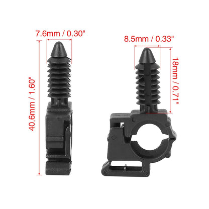 20 x 40.6mm Black Plastic Wiring Harness Retainer Clips for Ford