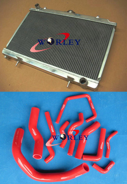 Aluminum Radiator & Blue Silicone Hose for Nissan Silvia S14 S15 200SX