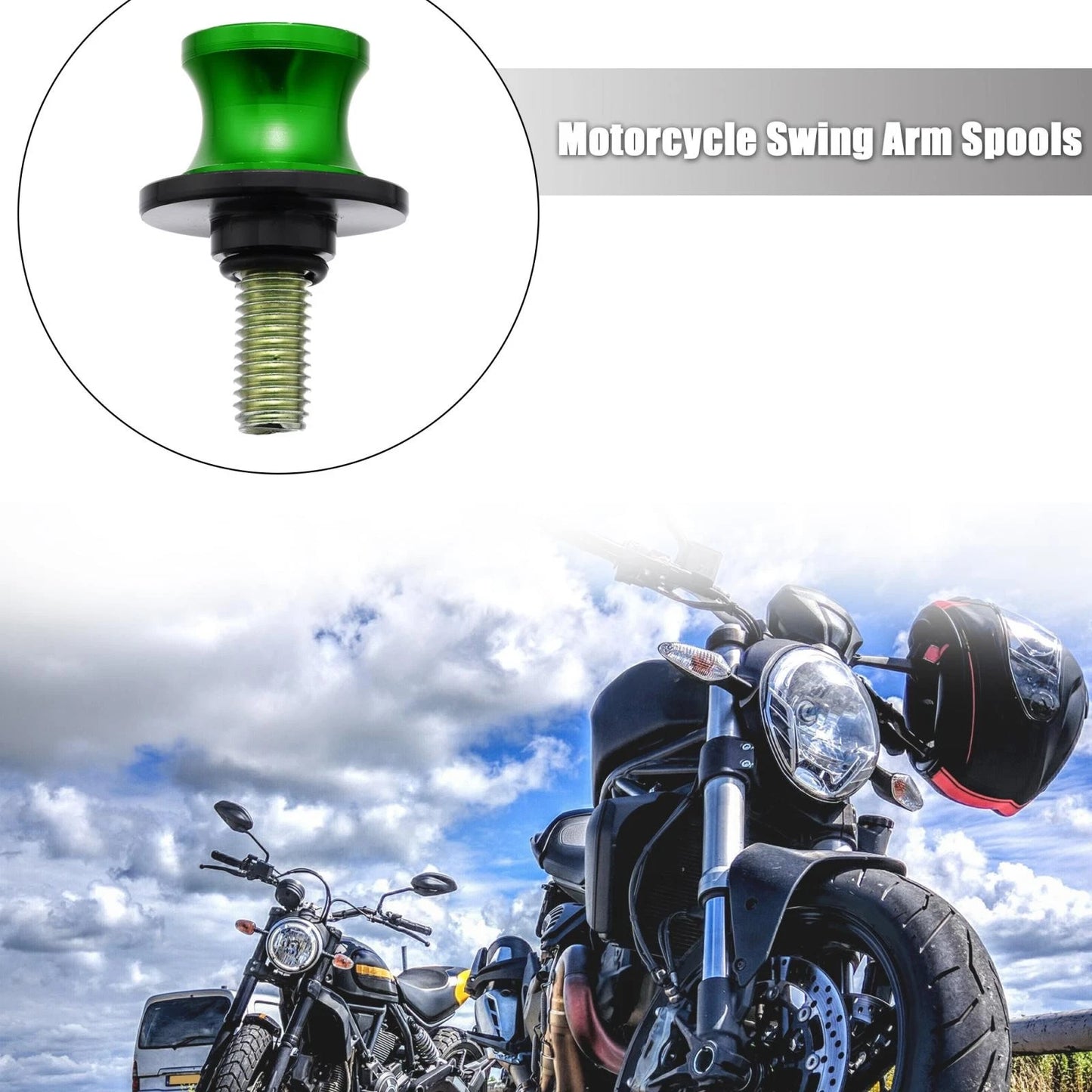 2 x 10mm Motorcycle Swing Arm Spool Rear Stand Sliders Green for Motorcycle