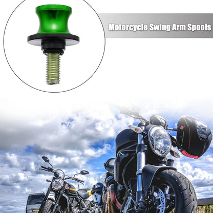 2 x 10mm Motorcycle Swing Arm Spool Rear Stand Sliders Green for Motorcycle