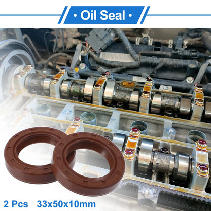Oil Seal / 33x50x10mm Brown 2 x Pcs / Seal Ring Rotary Shaft Seal FKM Rubber