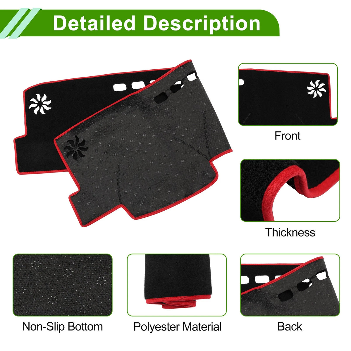 Dashboard Cover Black Red for Toyota Camry XV70 (2018-2023) 1 x Pc