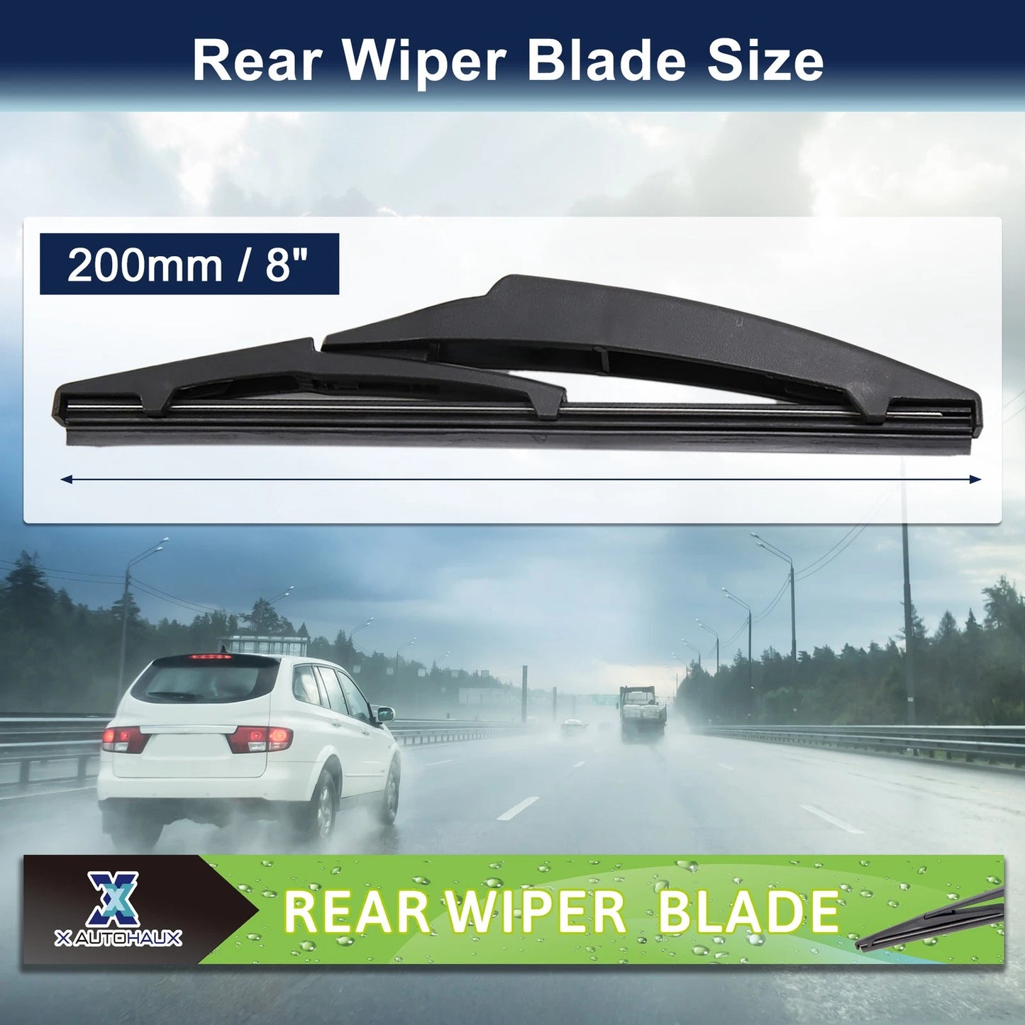 2 x 200mm 8" Rear Windshield Wiper Blades for Lexus CT200h (2011-2016)