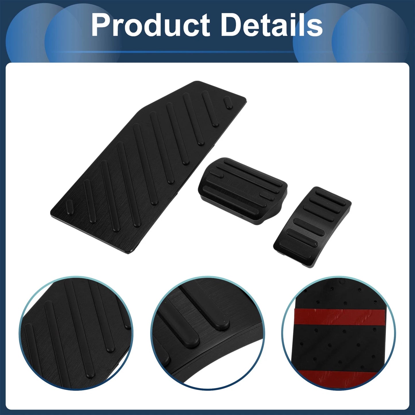 3 x Automatic Foot Accelerator Pedal Covers for Ford Edge (2023) Black