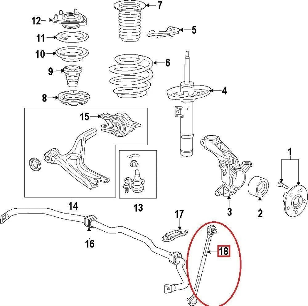 Front Stabilizer Sway Bar Link for Honda Civic (2016-2017)