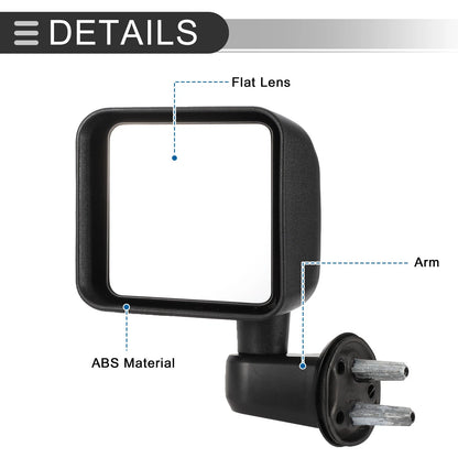 Tow Mirrors for Dodge Jeep Wrangler (2007-2017)