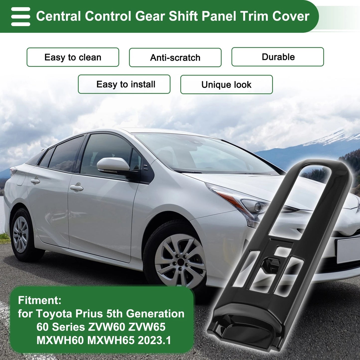 Central Control Gear Shift Panel Trim Cover / 1 Pc for Toyota Prius (2015–2023)