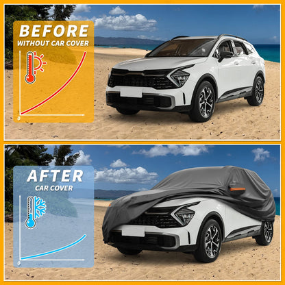 Waterproof Car Cover for Kia Sportage 2010-2024 Black Aluminum Film