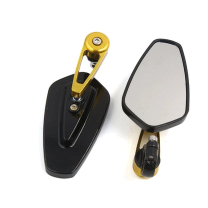 2 x 7/8" 22mm Handle Bar End Rear View Mirrors Black Gold Tone for Motorcycle