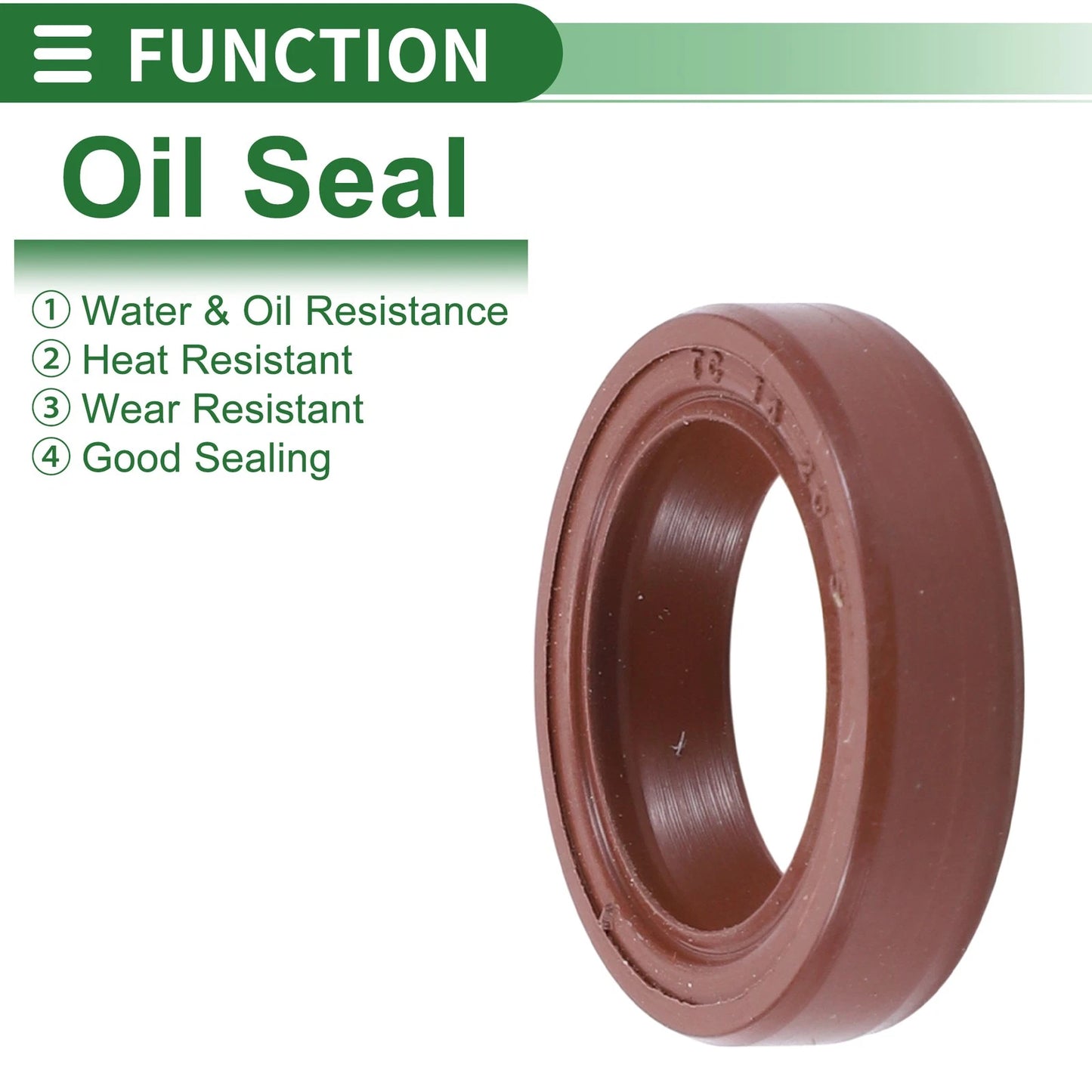 Oil Seal 14x20x5mm Seal Ring Rotary Shaft Seal Fluorine Rubber Brown 5 Pcs