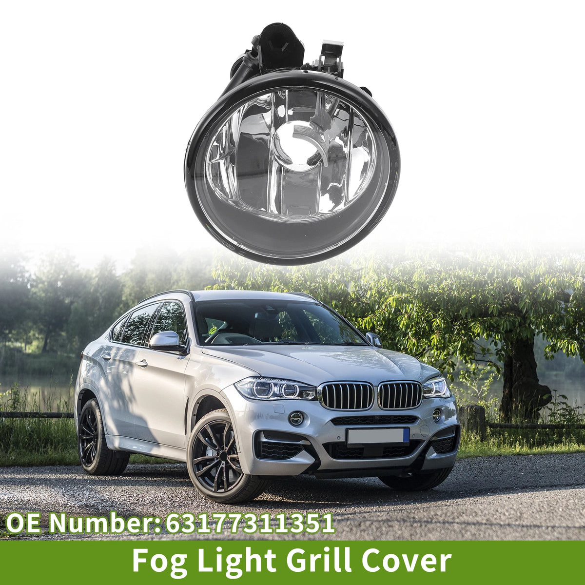 Left Fog Light Grill for BMW X6 2013-2015 (1 x Clear, Black)
