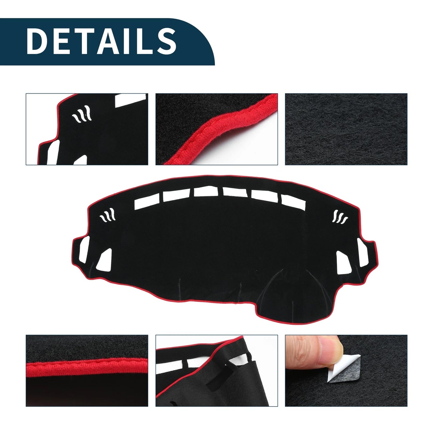 Dashboard Cover Mat for Suzuki Spacia MK32S (2013-2017) w/ Sticker Black Red