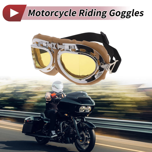 1 Pc Motorcycle Riding Goggles Yellow Lens Brown Frame Sponge for Motorcycle
