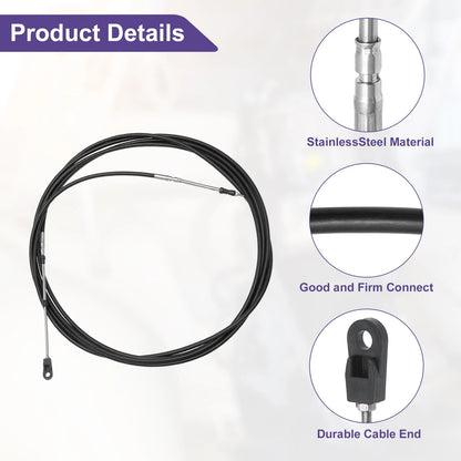 2 x Marine Throttle Control Cable Black with Fastening Head for Boats