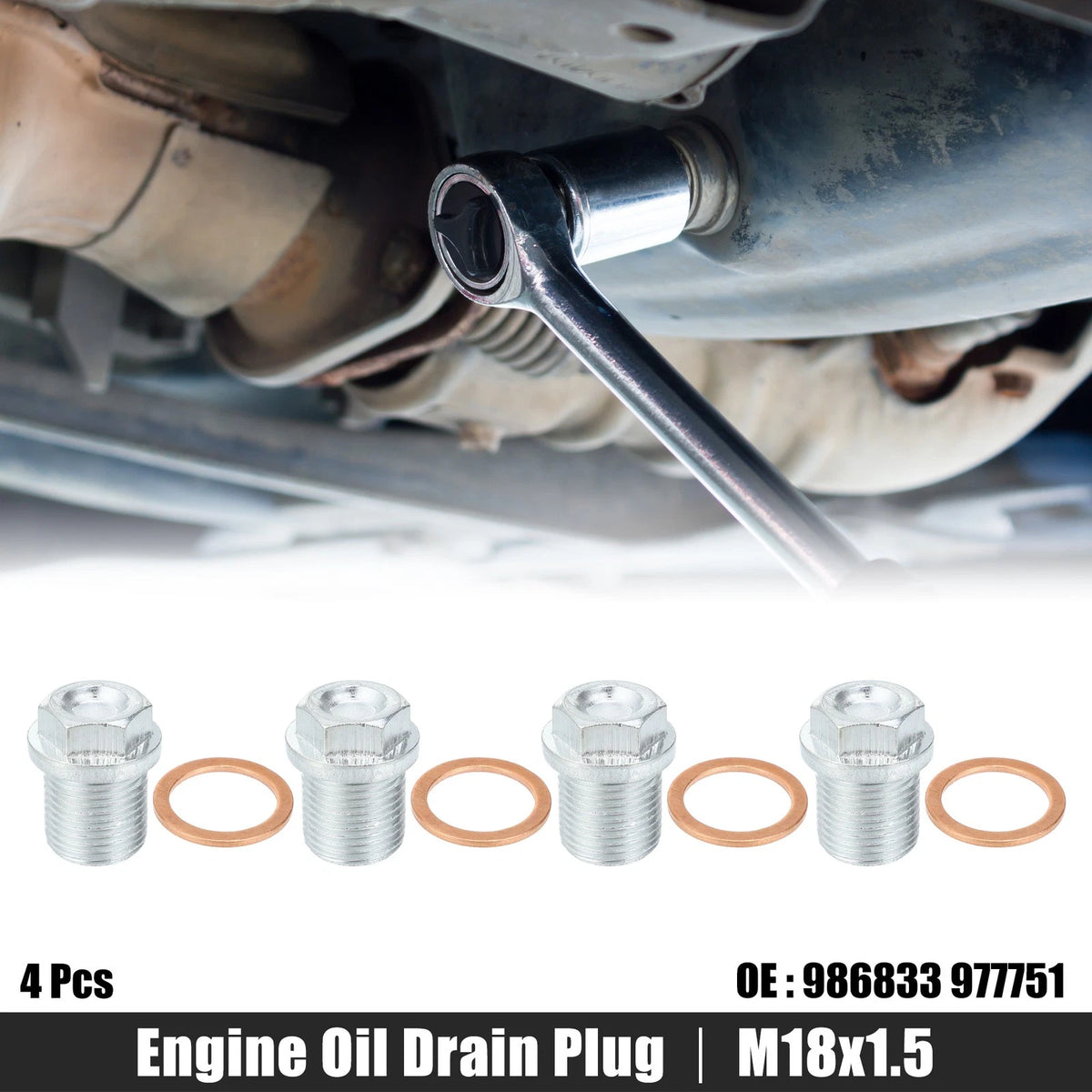 4 x M18x1.5 Engine Oil Drain Plug Screws with Seal Rings for Volvo