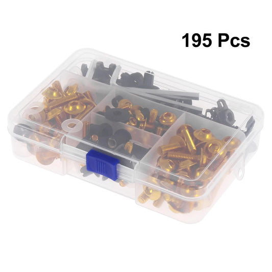195pcs Motorcycle Fairing Body Bolts Gold for Suzuki, Kawasaki, BMW