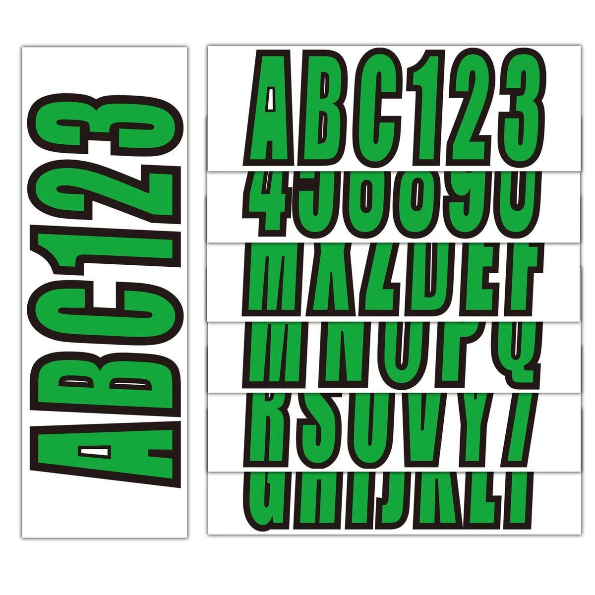Custom Boat Registration Numbers Green Decal Sticker 4 Sets A-Z & 0-9