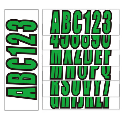 Custom Boat Registration Numbers Green Decal Sticker 4 Sets A-Z & 0-9